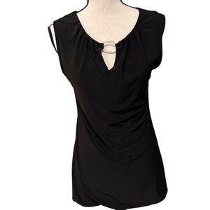 White House Black Market Black Keyhole Sleeveless blouse top Tunic Women's XS